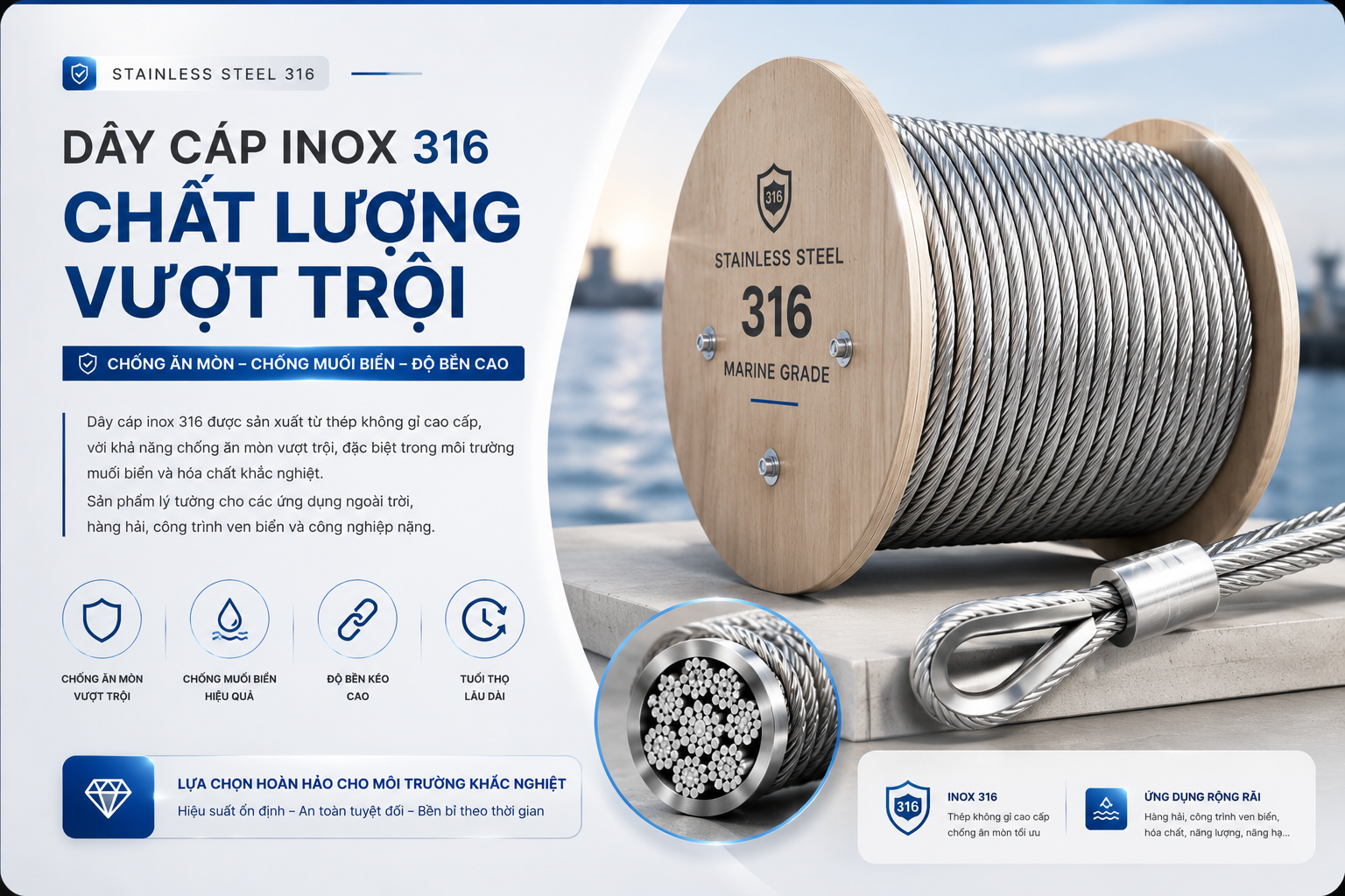 Giải pháp dây cáp inox 316